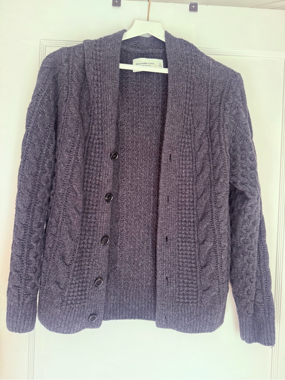 Abercrombie & Fitch Charcoal Cable Knit Button Cardigan